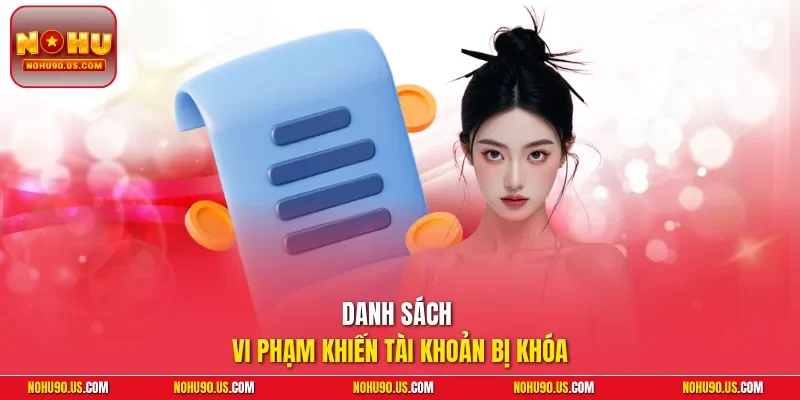 Danh sách vi phạm khiến tài khoản bị khóa